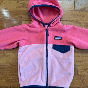 Patagonia Baby Girls Micro Snap Zip Jacket Pink & Navy: 12-18 Months